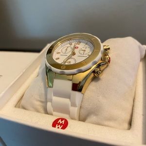 Michele white/gold jelly band watch